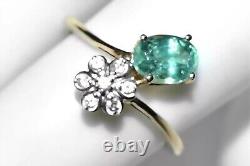 Green Kyanite Ring 9ct Gold Ring Art Nouveau Daisy Flower L/6 Mint Kyanite SALE