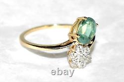 Green Kyanite Ring 9ct Gold Ring Art Nouveau Daisy Flower L/6 Mint Kyanite SALE