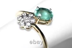Green Kyanite Ring 9ct Gold Ring Art Nouveau Daisy Flower L/6 Mint Kyanite SALE