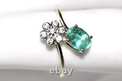 Green Kyanite Ring 9ct Gold Ring Art Nouveau Daisy Flower L/6 Mint Kyanite SALE