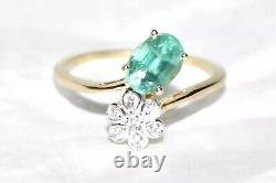 Green Kyanite Ring 9ct Gold Ring Art Nouveau Daisy Flower L/6 Mint Kyanite SALE