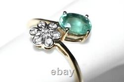 Green Kyanite Ring 9ct Gold Ring Art Nouveau Daisy Flower L/6 Mint Kyanite SALE