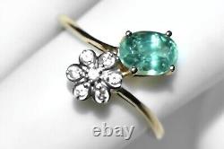 Green Kyanite Ring 9ct Gold Ring Art Nouveau Daisy Flower L/6 Mint Kyanite SALE