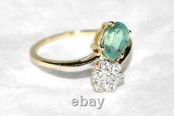 Green Kyanite Ring 9ct Gold Ring Art Nouveau Daisy Flower L/6 Mint Kyanite SALE