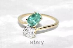 Green Kyanite Ring 9ct Gold Ring Art Nouveau Daisy Flower L/6 Mint Kyanite SALE