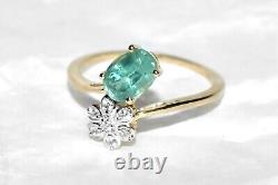 Green Kyanite Ring 9ct Gold Ring Art Nouveau Daisy Flower L/6 Mint Kyanite SALE