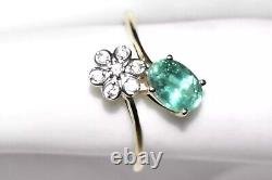 Green Kyanite Ring 9ct Gold Ring Art Nouveau Daisy Flower L/6 Mint Kyanite SALE