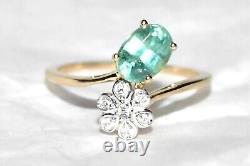 Green Kyanite Ring 9ct Gold Ring Art Nouveau Daisy Flower L/6 Mint Kyanite SALE