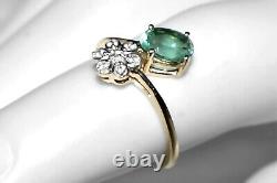 Green Kyanite Ring 9ct Gold Ring Art Nouveau Daisy Flower L/6 Mint Kyanite SALE