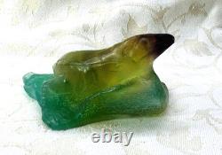 Green Lizard Daum Paperweight Cameo Glass Art Nouveau Glass Paste Green Lizard Daum Paperweight Cameo Glass Art Nouveau Glass Paste