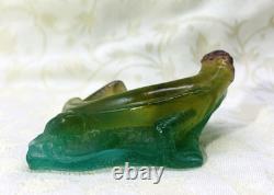 Green Lizard Daum Paperweight Cameo Glass Art Nouveau Glass Paste