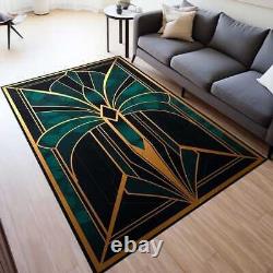 Green Rug, Art Nouveau Rug, Modern Home Rug, Minimalist Decor, Art Deco Design