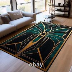 Green Rug, Art Nouveau Rug, Modern Home Rug, Minimalist Decor, Art Deco Design