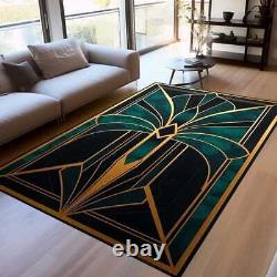 Green Rug, Art Nouveau Rug, Modern Home Rug, Minimalist Decor, Art Deco Design