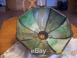 Green Slag Ornate Antique Hanging Dome 8 Panel Heavy Shade Brady & Hubbard Era