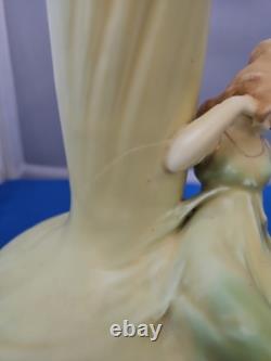 Green Vintage Art Deco/art Nouveau Vase With Maiden