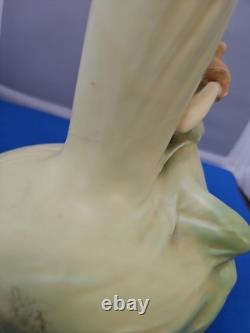 Green Vintage Art Deco/art Nouveau Vase With Maiden