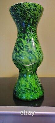 Green/blue Art Nouveau, Contemporary, Modern Style Vase. Corset Shape. Glass