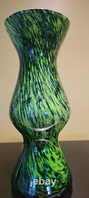 Green/blue Art Nouveau, Contemporary, Modern Style Vase. Corset Shape. Glass