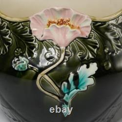 Gustave De Bruyn French Art Nouveau Pink Green Planter Flower Pot Jardiniere 10