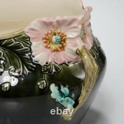 Gustave De Bruyn French Art Nouveau Pink Green Planter Flower Pot Jardiniere 10