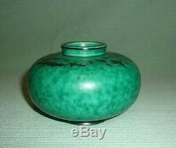 Gustavsberg Argenta Sweden Turquoise Green Stoneware Vase With Silver Inlay 963H
