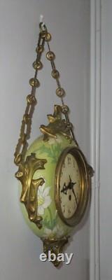 Hector Guimard designed green ceramic gilt metal vintage Art Nouveau wall clock