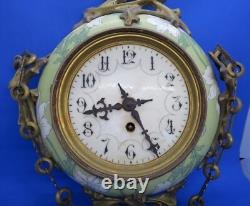 Hector Guimard designed green ceramic gilt metal vintage Art Nouveau wall clock