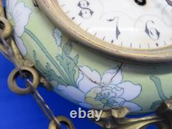 Hector Guimard designed green ceramic gilt metal vintage Art Nouveau wall clock