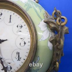 Hector Guimard designed green ceramic gilt metal vintage Art Nouveau wall clock