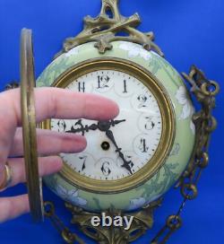 Hector Guimard designed green ceramic gilt metal vintage Art Nouveau wall clock