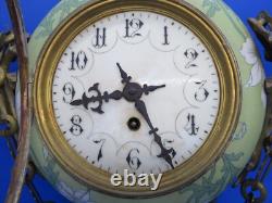 Hector Guimard designed green ceramic gilt metal vintage Art Nouveau wall clock