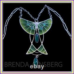 Heinrich Levinger Jugendstil Art Nouveau Necklace Silver Plique Enamel Gems6934
