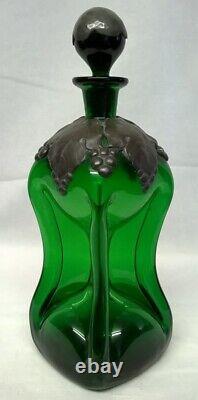 Holmegaard Art Nouveau Style Green Kluk Kluk Decanter & Matching Schapps Glass