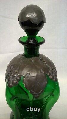 Holmegaard Art Nouveau Style Green Kluk Kluk Decanter & Matching Schapps Glass