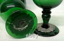 Holmegaard Art Nouveau Style Green Kluk Kluk Decanter & Matching Schapps Glass