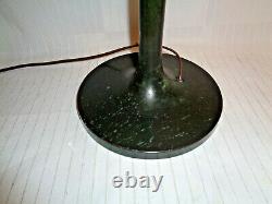 Huge Unique Art Glass & Lamp Co. Bronze Lamp Base, Green / Black Patina