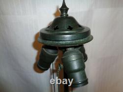 Huge Unique Art Glass & Lamp Co. Bronze Lamp Base, Green / Black Patina