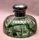 Hukin And Heath Green Art Glass Bottle Inkwell Sterling Art Nouveau