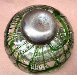 Hukin And Heath Green Art Glass Bottle Inkwell Sterling Art Nouveau