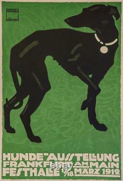 Hunde Ausstellung Whippet Dog Show Poster Fine Art Lithograph Ludwig Hohlwein S2