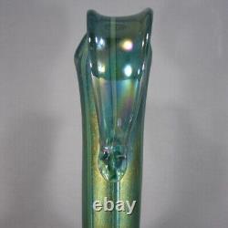 Igor Muller 14 Tall Art Glass Vase Hand Blown Iridescent Czech Art Nouveau