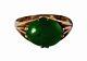 Imperial Green Vintage 10k Rose Gold Natural Jade Ring A Grade Art Deco