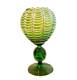 Italian Empoli Draped Green Art Glass Vase Compote Art Nouveau Style With Cameo