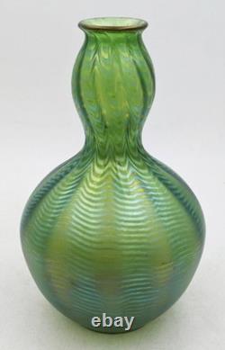 JOHANN LOETZ ART NOUVEAU PHÄNOMEN IRIDESCENT GREEN GLASS BOTTLE VASE c1900