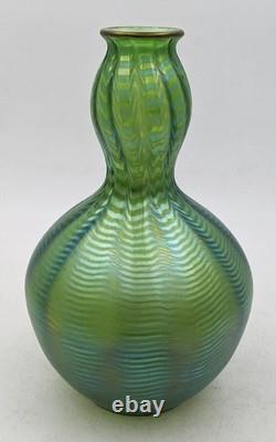 JOHANN LOETZ ART NOUVEAU PHÄNOMEN IRIDESCENT GREEN GLASS BOTTLE VASE c1900