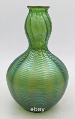 JOHANN LOETZ ART NOUVEAU PHÄNOMEN IRIDESCENT GREEN GLASS BOTTLE VASE c1900
