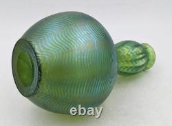 JOHANN LOETZ ART NOUVEAU PHÄNOMEN IRIDESCENT GREEN GLASS BOTTLE VASE c1900