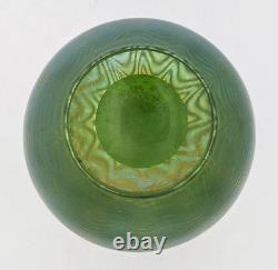 JOHANN LOETZ ART NOUVEAU PHÄNOMEN IRIDESCENT GREEN GLASS BOTTLE VASE c1900