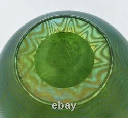 JOHANN LOETZ ART NOUVEAU PHÄNOMEN IRIDESCENT GREEN GLASS BOTTLE VASE c1900